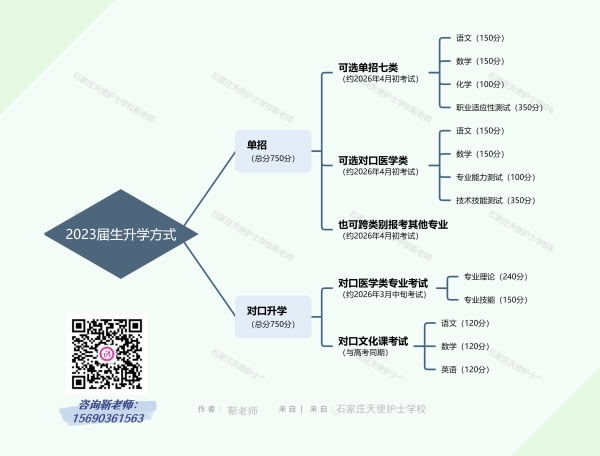 石家庄天使护士学校2023届春季学生升学规划图