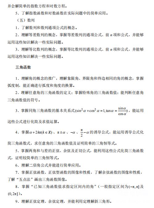 2022年河北省普通高等学校对口招生数学考试大纲第三页