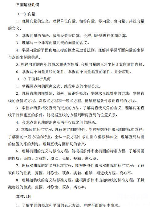 2022年河北省普通高等学校对口招生数学考试大纲第四页